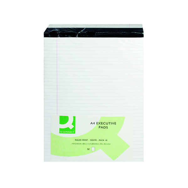 Memo Pads Q-Connect Ruled Stitch Bound Executive Pad 104 Pages A4 White (10 Pack) KF01386