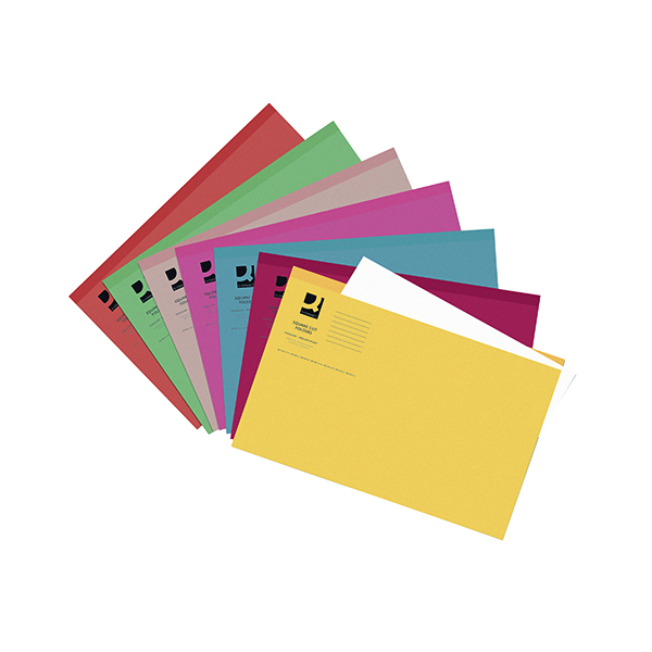 Q-Connect Square Cut Folder Lightweight 180gsm Foolscap Assorted (100 Pack) KF01491