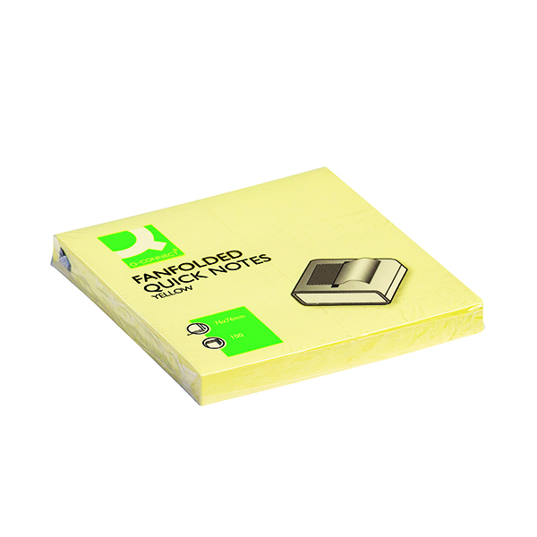 Q-Connect Fanfold Notes 75 x 75mm Yellow (12 Pack) KF02161