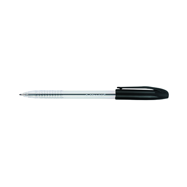 Q-Connect Stick Grip Ballpoint Pen Medium Black  (20 Pack) KF02457