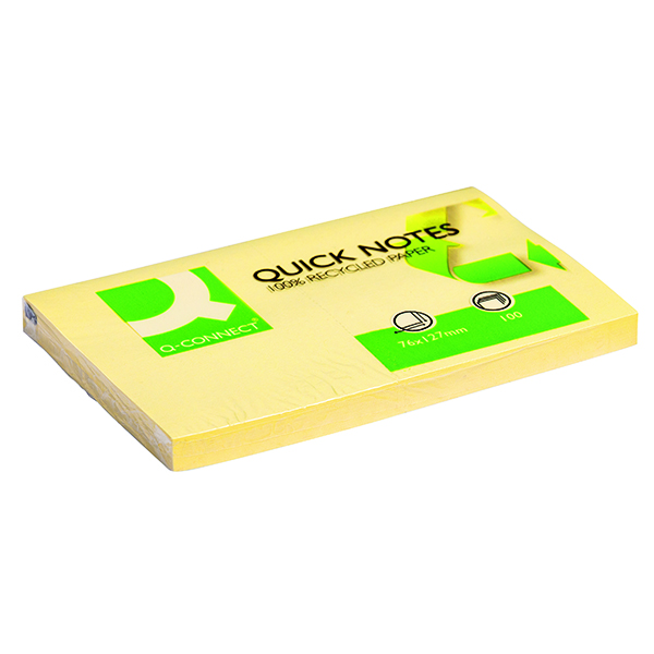 Q-Connect Recycled Quick Notes 76 x 127mm Yellow (12 Pack) KF05610