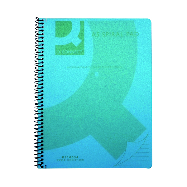 A5 Q-Connect Spiral Bound Polypropylene Notebook 160 Pages A5 Blue (5 Pack) KF10034