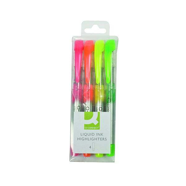 Q-Connect Liquid Ink Highlighter Assorted (4 Pack) KF16127