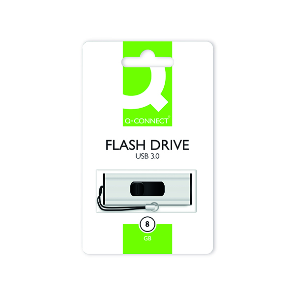 Q-Connect Silver/Black USB 3.0 Slider Flash Drive 8GB 43202005 KF16368