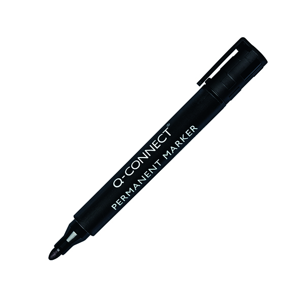 Q-Connect Permanent Marker Pen Bullet Tip Black (10 Pack) KF26045