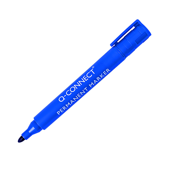 Q-Connect Permanent Marker Pen Bullet Tip Blue (10 Pack) KF26046