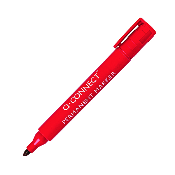 Q-Connect Permanent Marker Pen Bullet Tip Red (10 Pack) KF26047