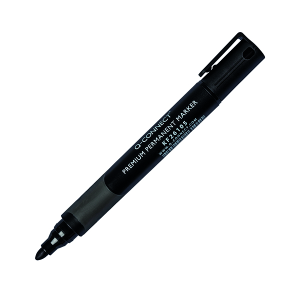 Bullet Tip Q-Connect Premium Permanent Marker Pen Bullet Tip Black (10 Pack) KF26105