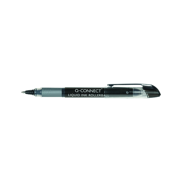 Q-Connect Liquid Ink Rollerball Pen Fine Black (10 Pack) KF50139