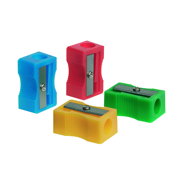 Q-Connect Plastic Pencil Sharpener Single Hole Assorted (10 Pack) KF76992