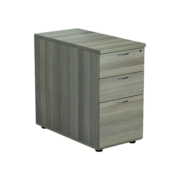 3 Drawer Jemini Grey Oak 3 Drawer Desk High Pedestal D800 KF78951