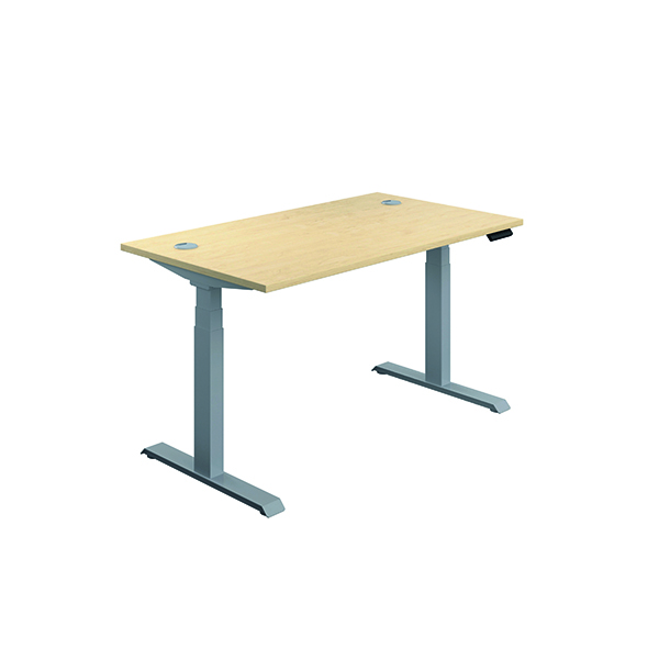 Jemini Sit Stand Desk 1200x800mm Maple/Silver KF809715