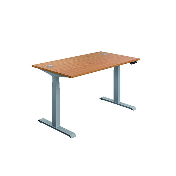 Jemini Sit Stand Desk 1200x800mm Nova Oak/Silver KF809722