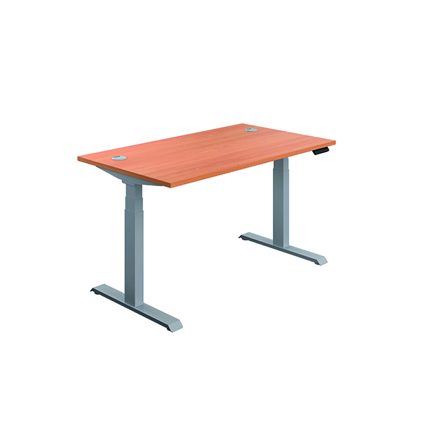 Jemini Sit Stand Desk 1400x800mm Beech/Silver KF809807