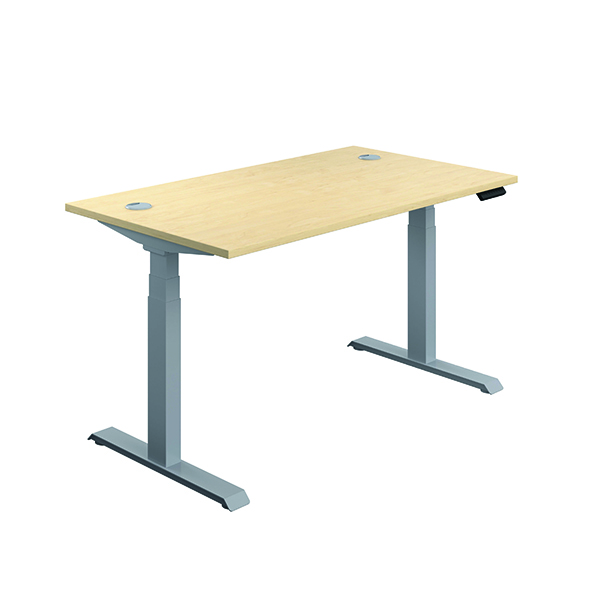 Jemini Sit Stand Desk 1400x800mm Maple/Silver KF809838