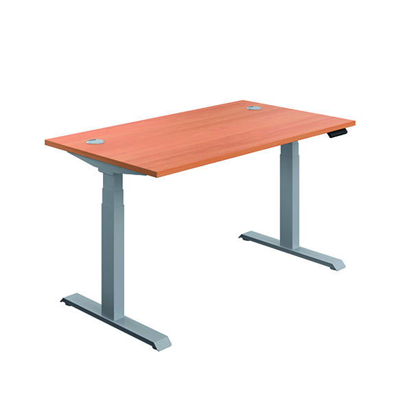 Jemini Sit Stand Desk 1600x800mm Beech/Silver KF809920