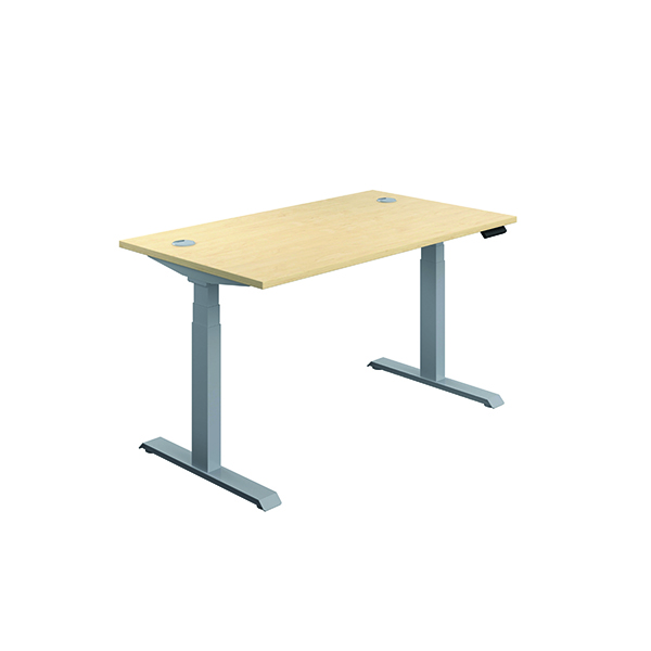 Jemini Sit Stand Desk 1600x800mm Maple/Silver KF809951