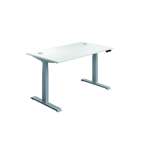 Jemini Sit Stand Desk 1600x800mm White/Silver KF809975