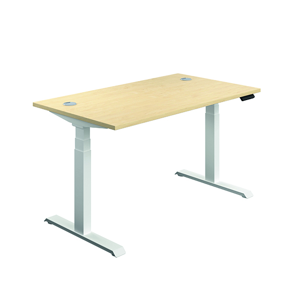 Jemini Sit Stand Desk 1600x800mm Maple/White KF810018