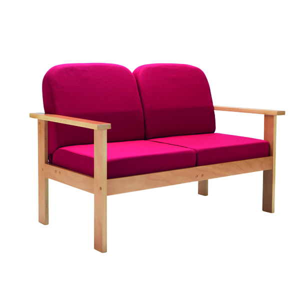 Reception Chairs FF First Wooden Reception 2P Sofa Claret OF0313CL