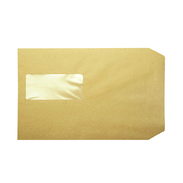 Q-Connect C5 Envelopes Window Pocket Peel and Seal 115gsm Manilla (500 Pack) KF97370