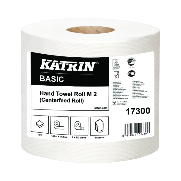 Katrin White Centrefeed 2 Ply Hand Towel White (6 Pack) 17300