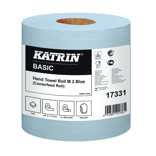 Katrin Classic Centrefeed Hand Towel 2-Ply Blue (6 Pack) 17331