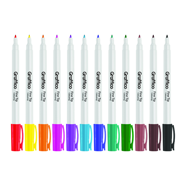 Assorted Graffico Fineliner Pen Assorted (12 Pack) 7180/12