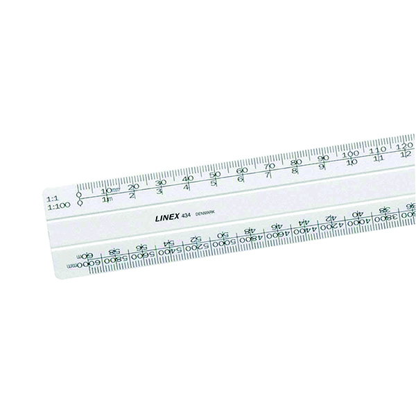 Linex Flat Scale Ruler 1:1-500 30cm White LXH 433