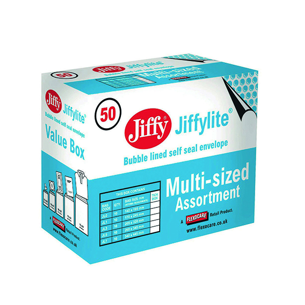 Jiffy Padded Bag Assorted Sizes Gold (50 Pack) JPB-SEL