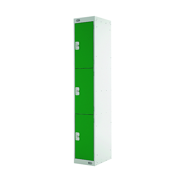 Three Compartment Locker D300mm Green Door MC00016