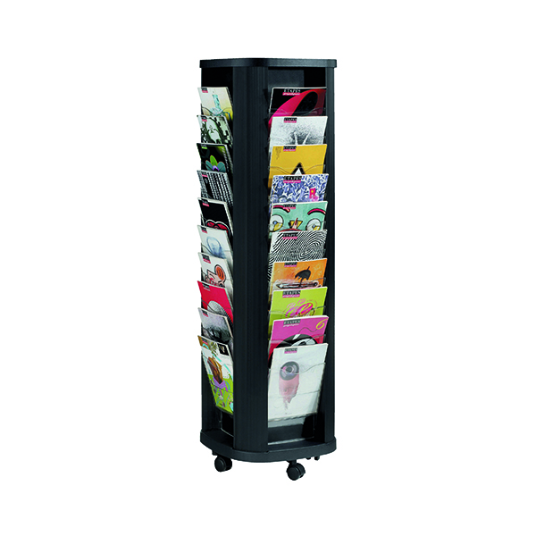 Literature Holders Fast Paper Mobile A4 Carousel Literature Display 40 Compartments F27301