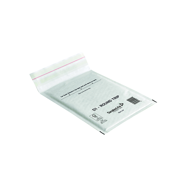Padded Bags & Envelopes Mail Lite Round Trip Padded Mailer D1 180 x 260mm White (100 Pack) 100935833