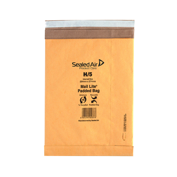 Mail Lite Padded Postal Bag Size H/5 264x374mm Gold (50 Pack) 100943511