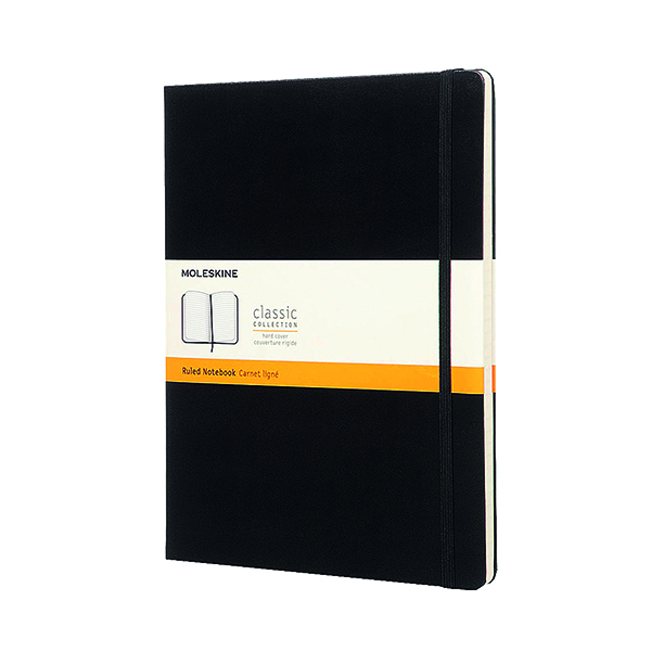 Moleskine Ruled Hardcover Notebook Extra Large Black QP090
