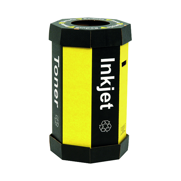 Recycling Bins Acorn Cartridge Recycling Bin 60 Litre Black/Yellow (5 Pack) 059783