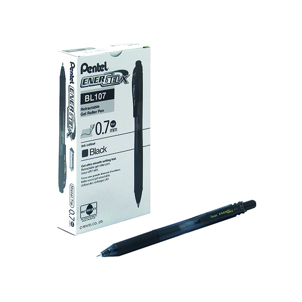 Pentel EnerGel X Retractable Gel Pen Medium Black (12 Pack) BL107-AX
