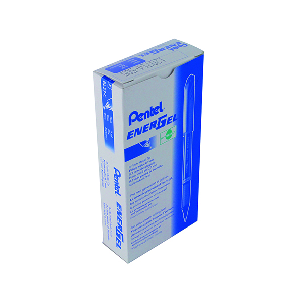 Pentel EnerGel Plus Metal Tip Rollerball Pen 0.7mm Blue (12 Pack) BL27-C