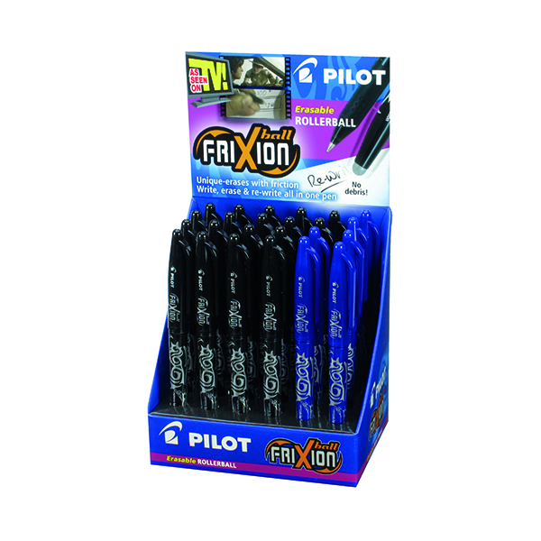 Pilot Frixion Erasable Rollerball Pen 24-Piece Display Assorted Black And Blue 224502400