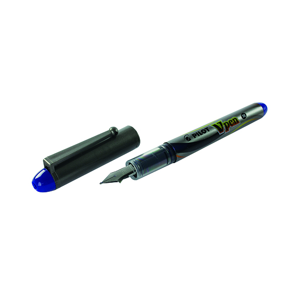 Other Colour Barrel Pilot Blue Ink/Metallic Grey Barrel VPen Disposable Fountain Pens (12 Pack) SVP-4M-03