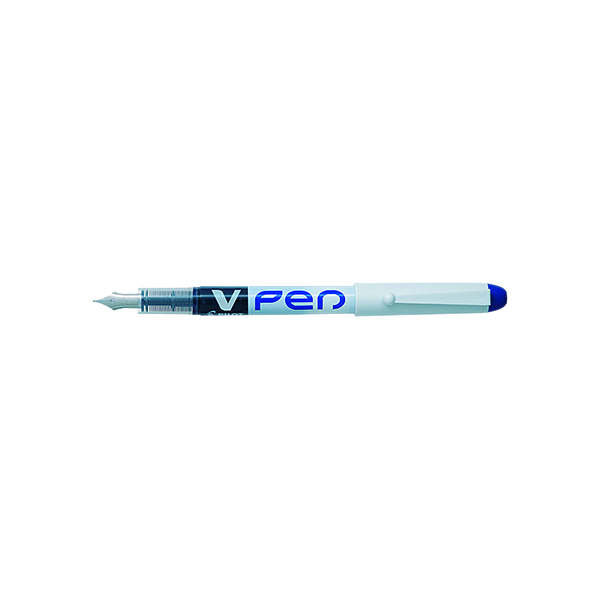 Pilot Blue Ink/White Barrel VPen Disposable Fountain Pen (12 Pack) SV4W03