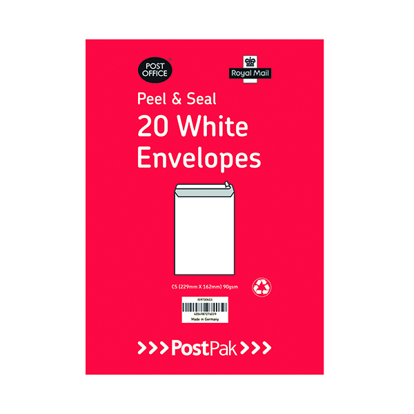 Envelopes C5 Peel & Seal White 90gsm (20 Pack) POF27423