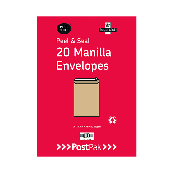 Envelopes C5 Peel & Seal Manilla 115gsm (200 Pack) POF27424