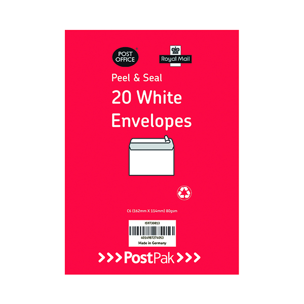 Envelopes C6 Peel & Seal White 80gsm (520 Pack) POF27425