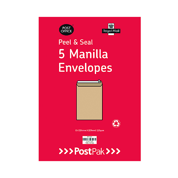 Envelopes C5 Peel & Seal Manilla 115gsm (200 Pack) POF27430