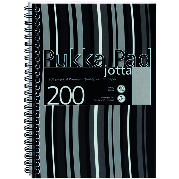 Pukka Pad Stripes Polypropylene Wirebound Jotta Notebook 200 Pages A5 Black (3 Pack) JP021