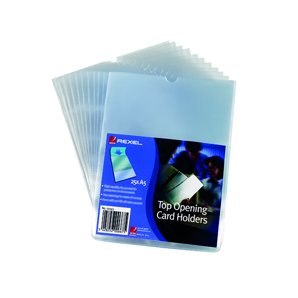 Card Holders Rexel Card Holders Polypropylene A5 Clear (25 Pack) 12093