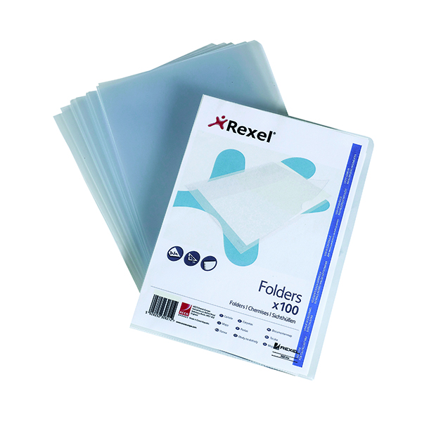 Rexel Superfine Cut Flush Folder A4 Clear (100 Pack) 12175