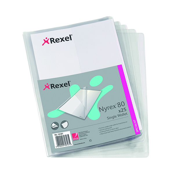 Rexel Nyrex Single Wallet A4 Clear (25 Pack) 12181