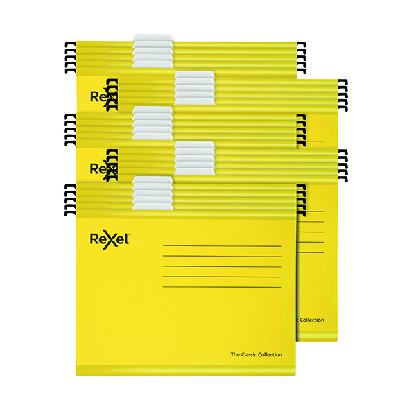 Rexel Classic Suspension Files Foolscap Yellow (25 Pack) 2115593